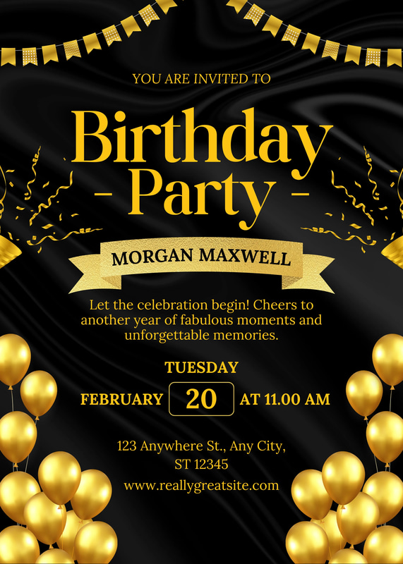 Gold Balloon Elegant Party Invite - Sophisticated Birthday Invitation Template for Stylish Celebrations