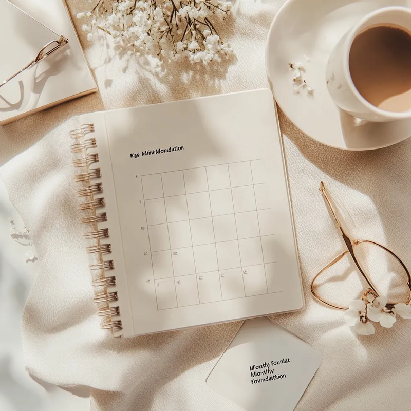 Beige Minimalist Monthly Foundation - Clean Monthly Planner Template for Organized Productivity and Stylish Time Management