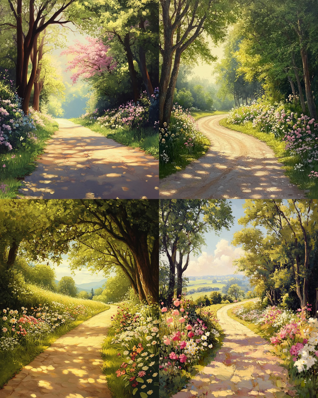 Summer Country Lane - Serene Landscape Art for Tranquil Outdoor Decor and Creative Spaces
