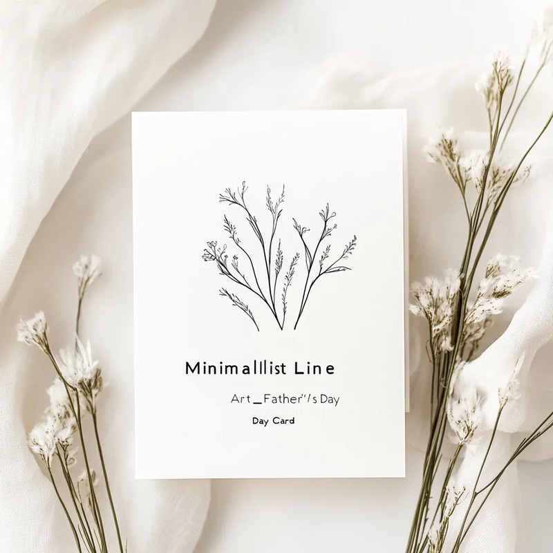 Minimalist Line Art Father's Day Card - Elegant Hand-Drawn Greeting for Dad Appreciation and Celebrations
