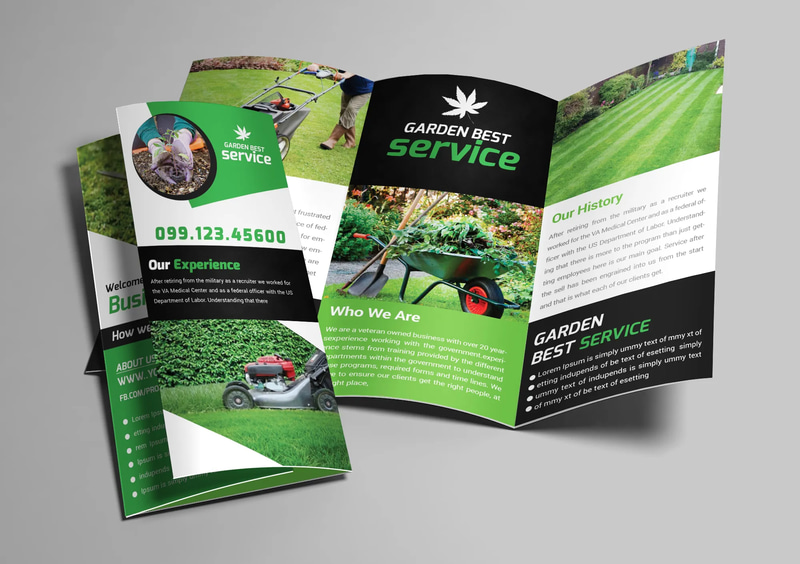Gardening Trifold Flyer - Clean PSD Layout - Modern Marketing Template for Garden Businesses and Promotions