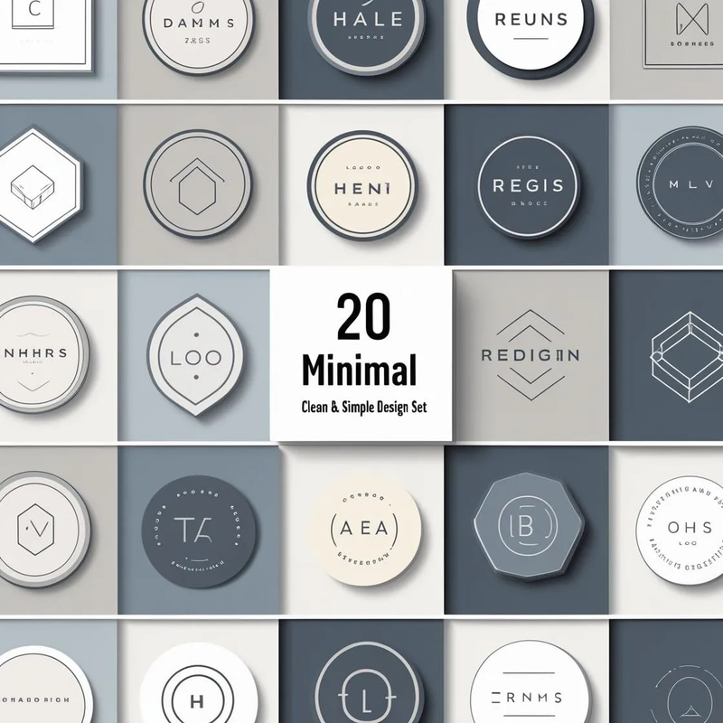 20 Minimal Logo Badges - Clean Simple Design Set - Sleek Branding Templates for Professional Business Identity and Creative Agencies
