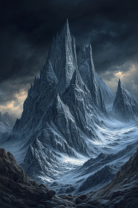 Remote Mountain View - Serene Mountain Landscape Art in Sunlit Plains Style for Nature Lovers and Interior Decor