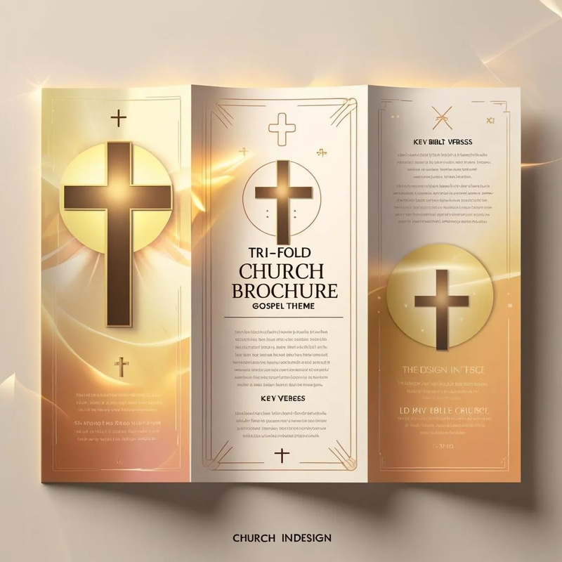 Tri-Fold Church Brochure - Gospel Theme InDesign Layout - Professional Religious Brochure Template for Impactful Church Outreach and Community Events