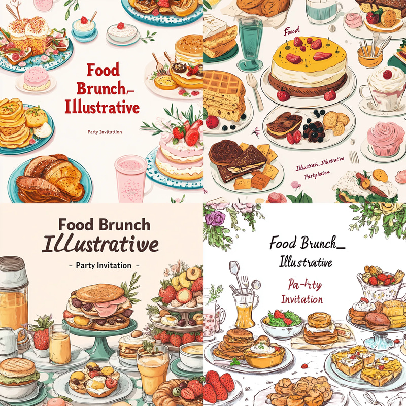Food Brunch Illustrative Party Invitation - Vibrant Food-Themed Brunch Invitation for Creative Hosts and Event Planners