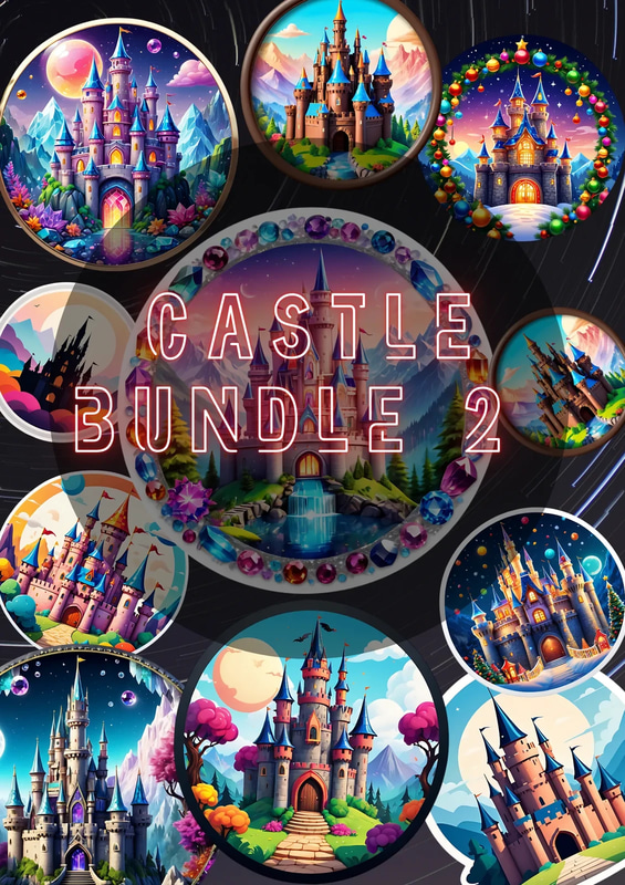 10 Castle Designs Sticker Set - Charming Vinyl Stickers for Creative Home and Castle-Themed Projects