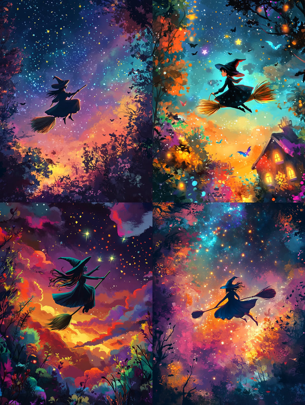 Wobblebroom - Witch's First Flight - Whimsical Cartoony Fantasy Art for Creative Storytelling and Visual Projects