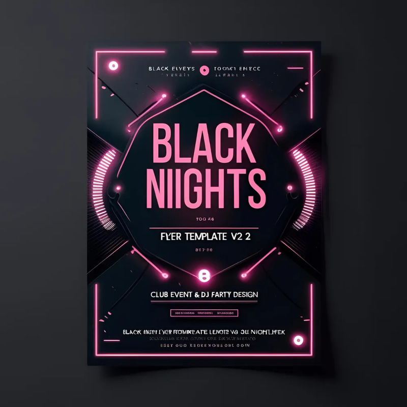 Black Nights Flyer Template V2 - Stylish Club Event & DJ Party Promotional Design Kit for Marketers and Creators
