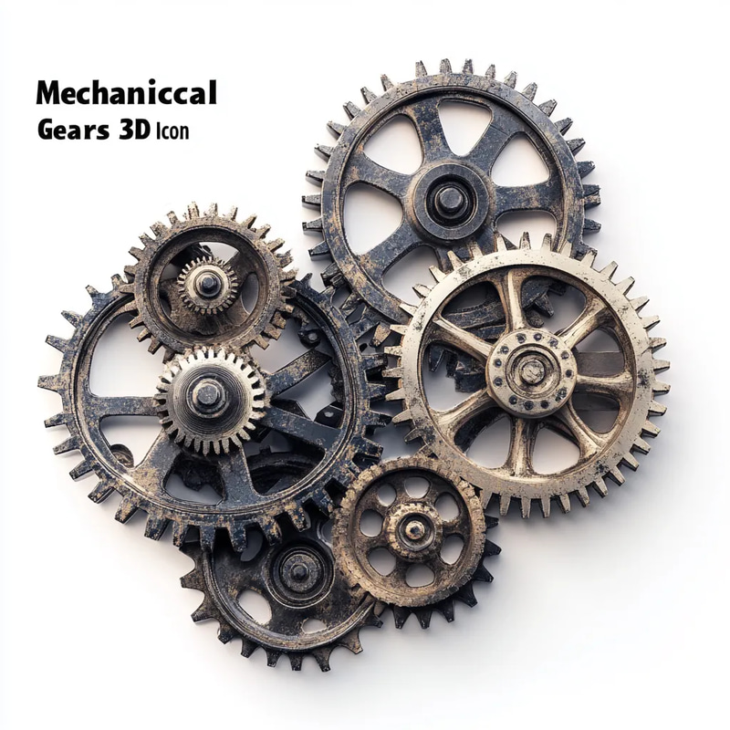 Mechanical Gears 3D Icon - High-Precision 3D Mechanical Gear Icons for Engineers and Designers