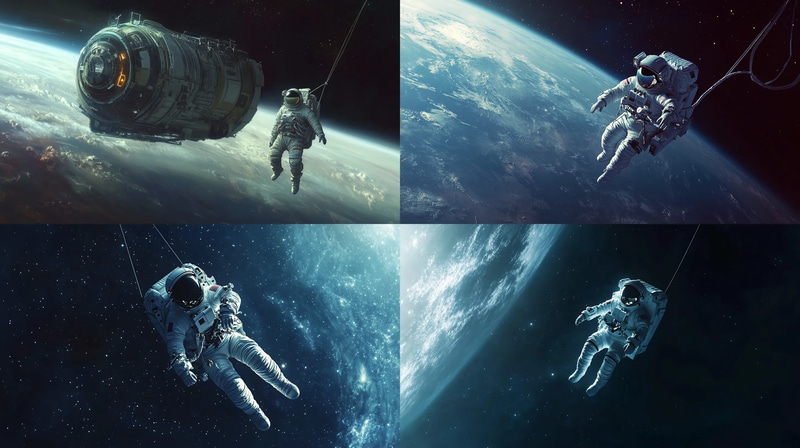 Lone Astronaut Floating Through Deep Space - Immersive Sci-Fi Space Exploration Art for Creatives and Enthusiasts