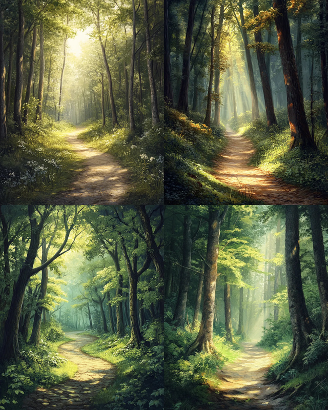 Quiet Forest Glade - Serene Woodland Landscape Art for Tranquil Spaces and Nature Lovers