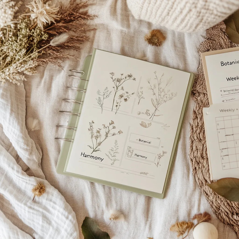 Botanical Beige Weekly Harmony - Elegant Botanical Beige Planner for Weekly Organization and Productivity Boost