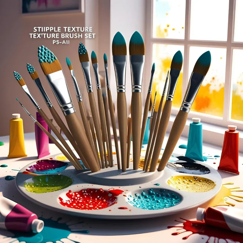 Stipple Texture Brush Set PS AI - Premium Stipple Brushes for Creative Photoshop and Illustrator Artwork