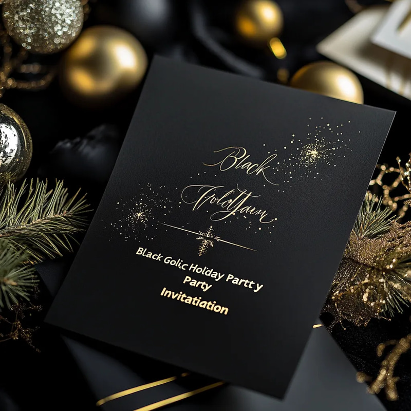 Black Gold Chic Holiday Party Invitation - Elegant Festive Invitation Template for Stylish Seasonal Celebrations
