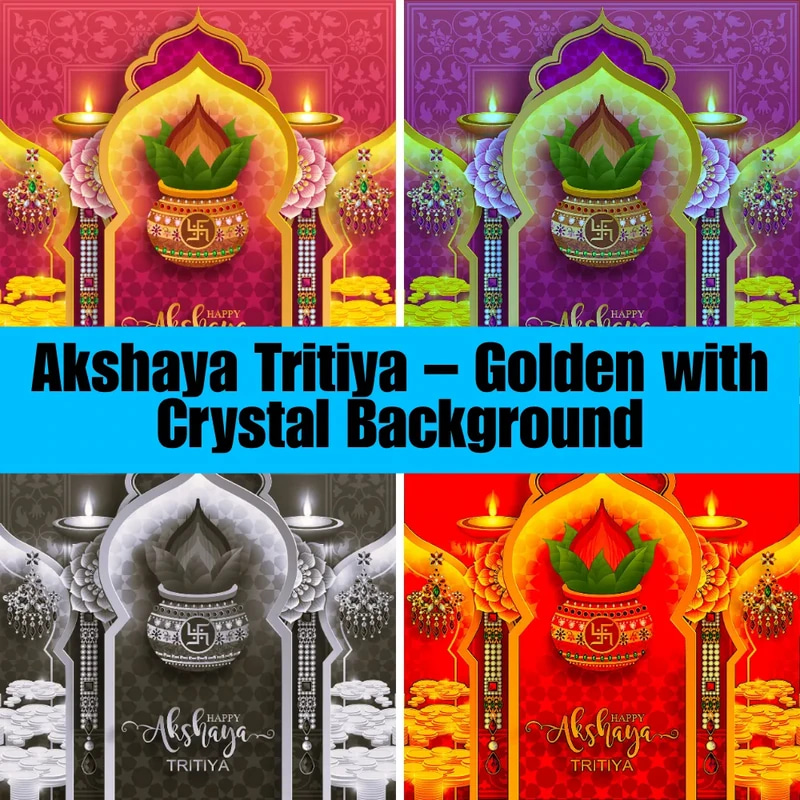 Akshaya Tritiya Golden Crystal Background - Elegant Festive Clipart for Celebrations & Event Designs 2025-2026