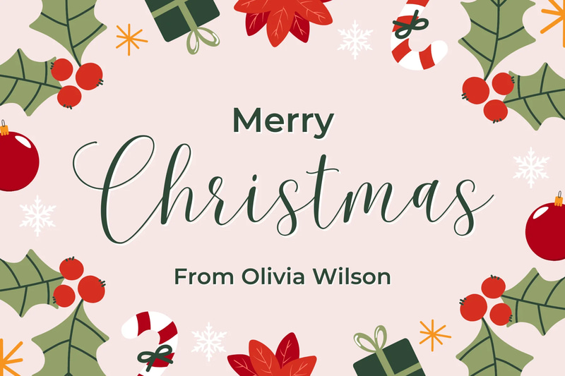 Illustrated Christmas Tag - Pink Festive Style - Charming Seasonal Label Templates for Professional Packaging & Holiday Branding