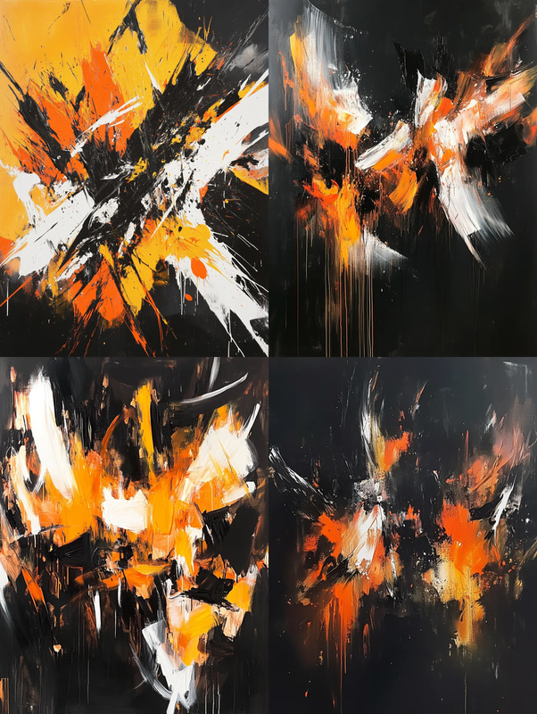 Expressive Brushstroke Abstract Art - Vibrant Traditional Painting for Artistic Environments and Creative Spaces