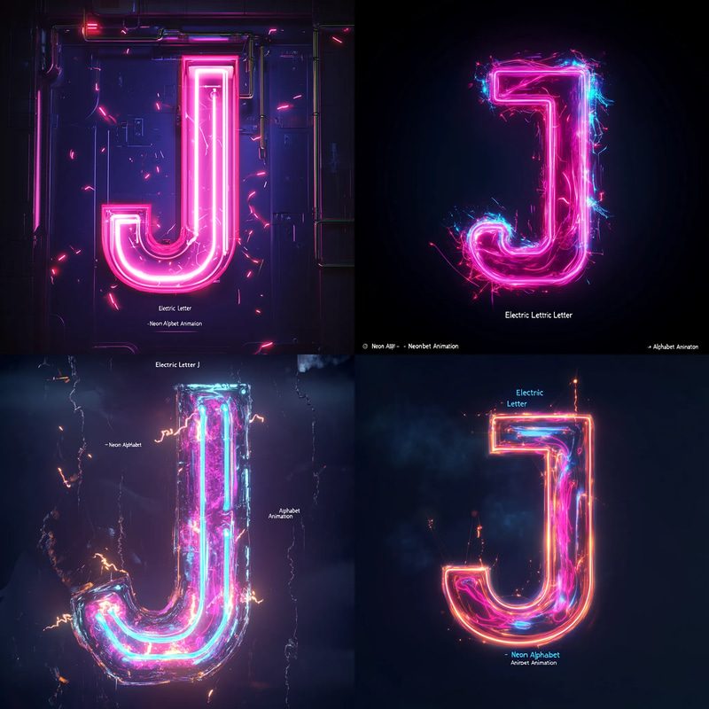 Electric Letter J - Neon Alphabet Animation - Vibrant Neon Typography Motion Graphics for Dynamic Video Projects and Creators