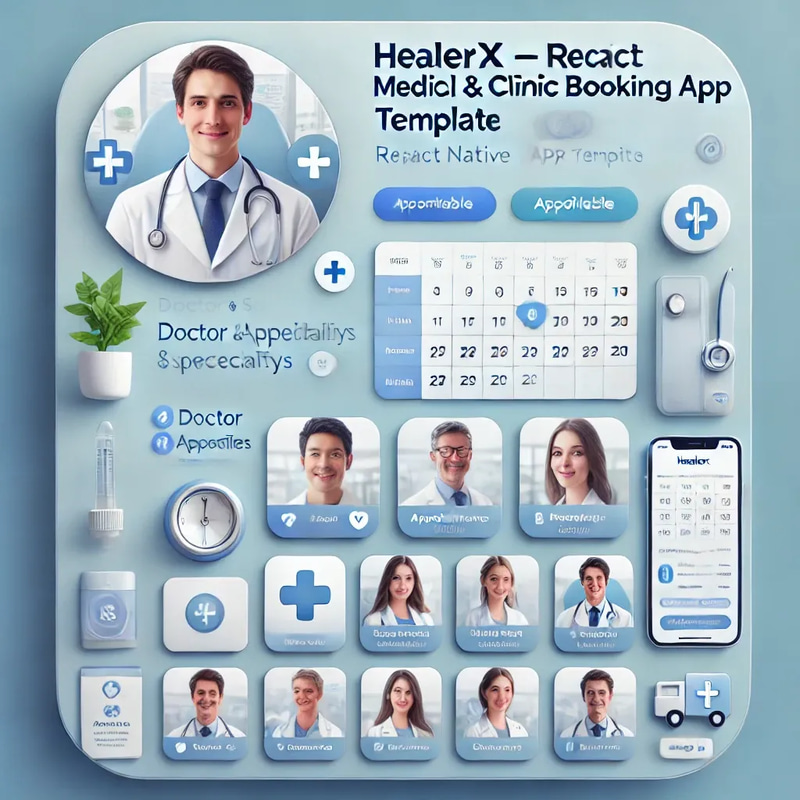 HealerX React Native Medical Clinic Booking App Template - Modern Cross-Platform Healthcare UI for Developers and Startups