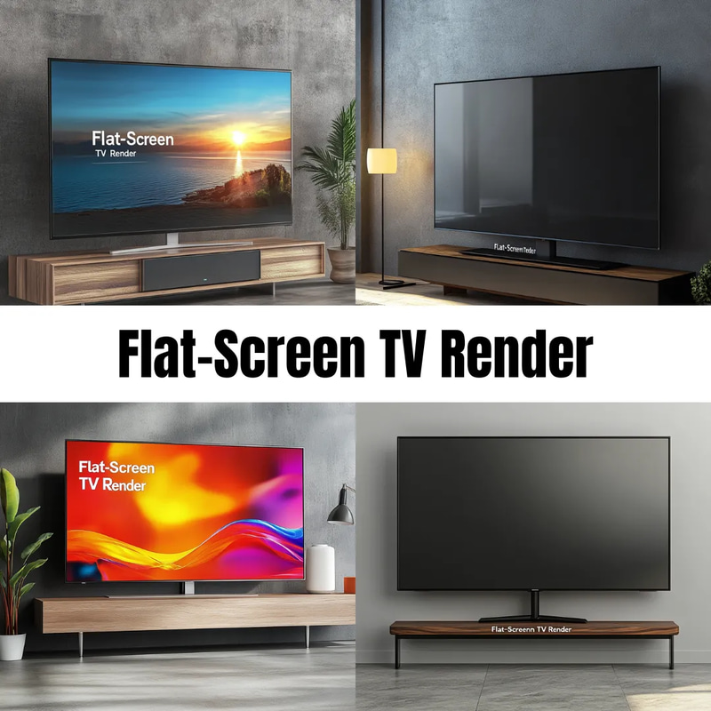 Flat-Screen TV Render - Sleek 3D Visualization for Designers and Tech Presentations