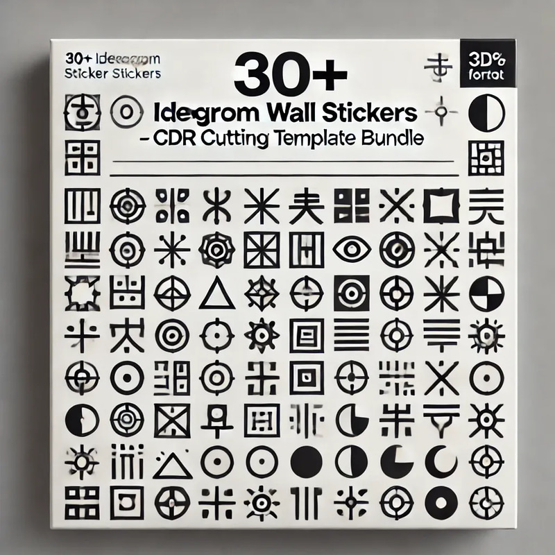 30+ Ideogram Wall Stickers - CDR Cutting Template Bundle - Versatile Designer-Ready Vector Stickers for Creative Spaces and Branding