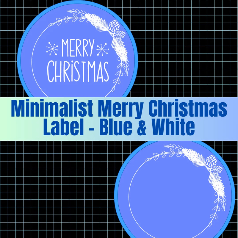 Minimalist Merry Christmas Label - Blue & White - Sleek Seasonal Label Templates for Professional Branding & Festive Packaging