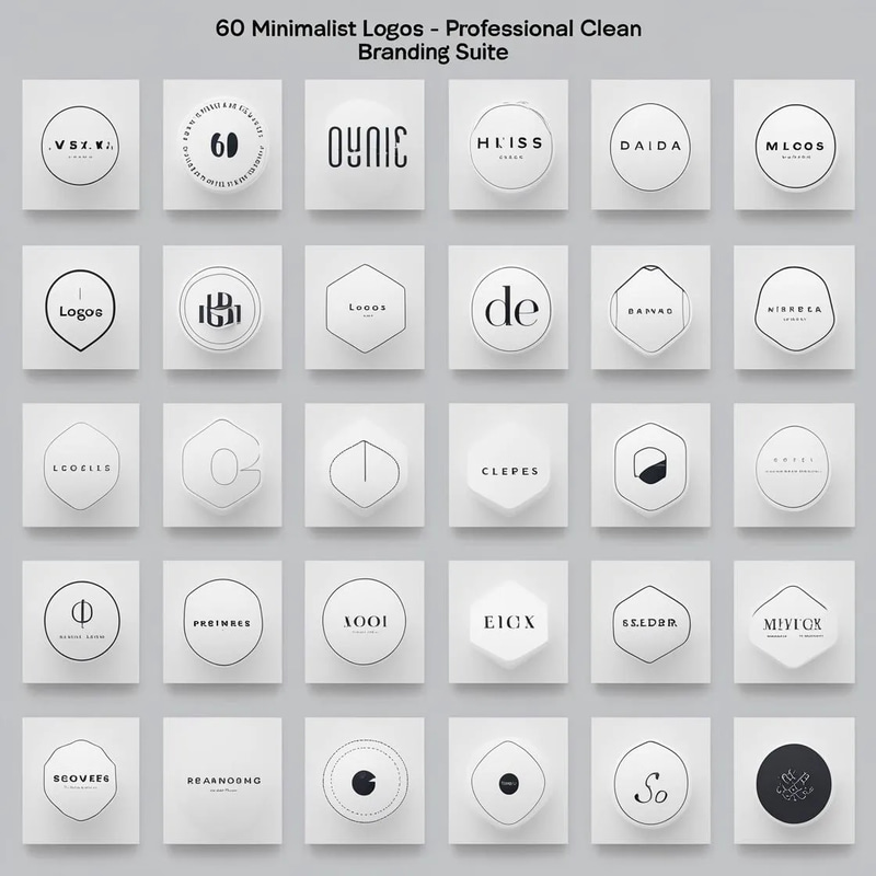 60 Minimalist Logos - Professional Clean Branding Suite for Visionary Entrepreneurs and Agencies