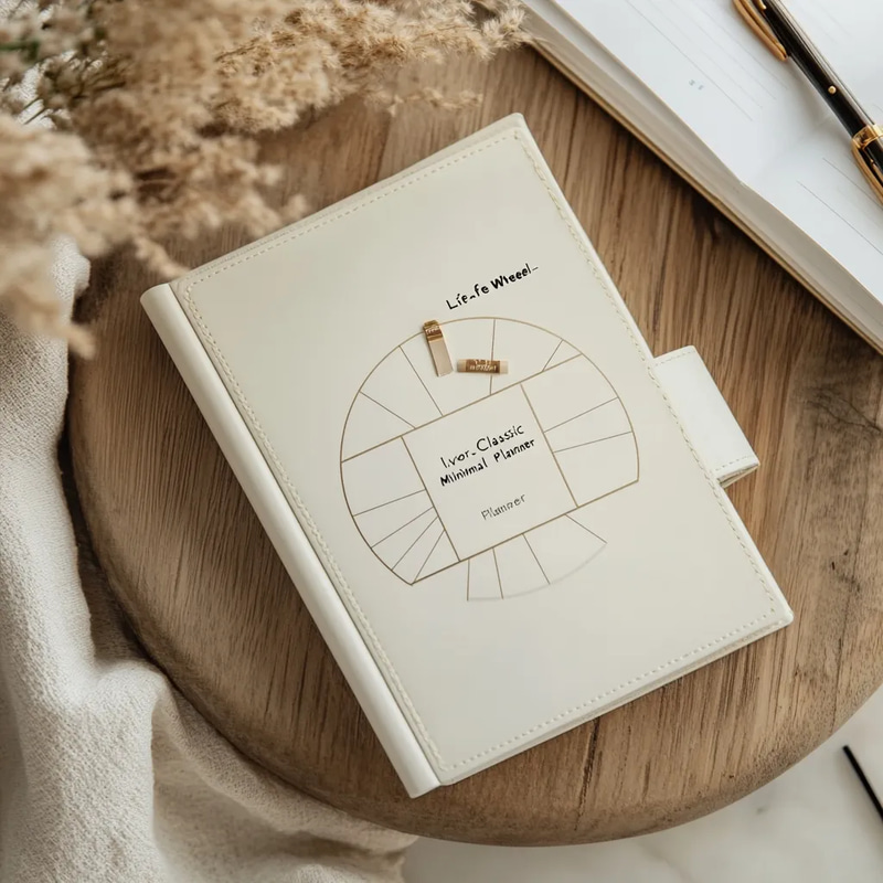 Life Wheel Classic Ivory Minimal Planner - Streamlined Productivity Planner for Professionals and Creators