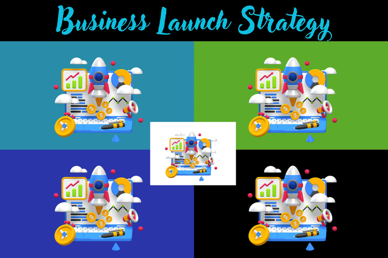 Startup Launch 3D Template - Premium 3D Business Presentation Assets for Entrepreneurs and Creators