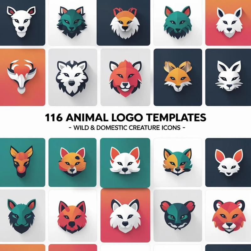 116 Animal Logo Templates - Wild & Domestic Creature Icons - Versatile Branding Assets for Businesses and Creatives