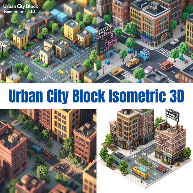 Urban City Block Isometric 3D - Detailed Isometric 3D Render for Architects and Designers