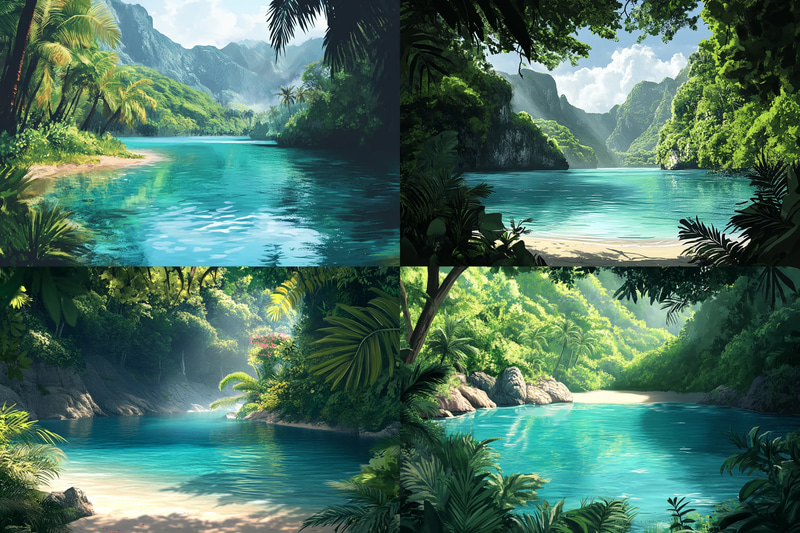 Tranquil Lagoon View - Serene Seascape Landscape Art for Relaxing Spaces and Creative Decor