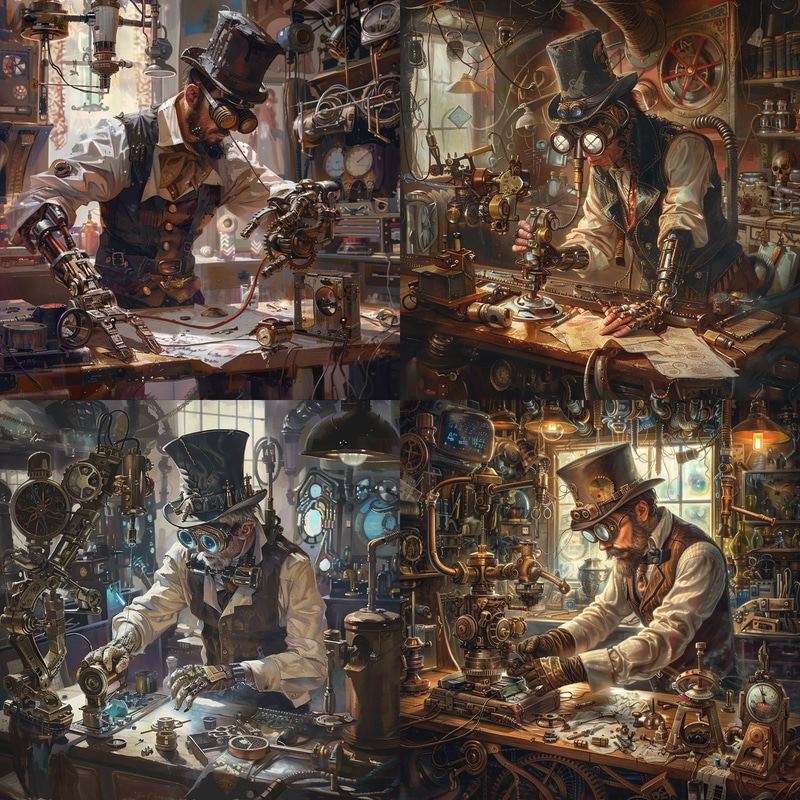 Cogsworth Brass Cog Alchemist Concept Art - Detailed Steampunk Character Design for Creators and Storytellers