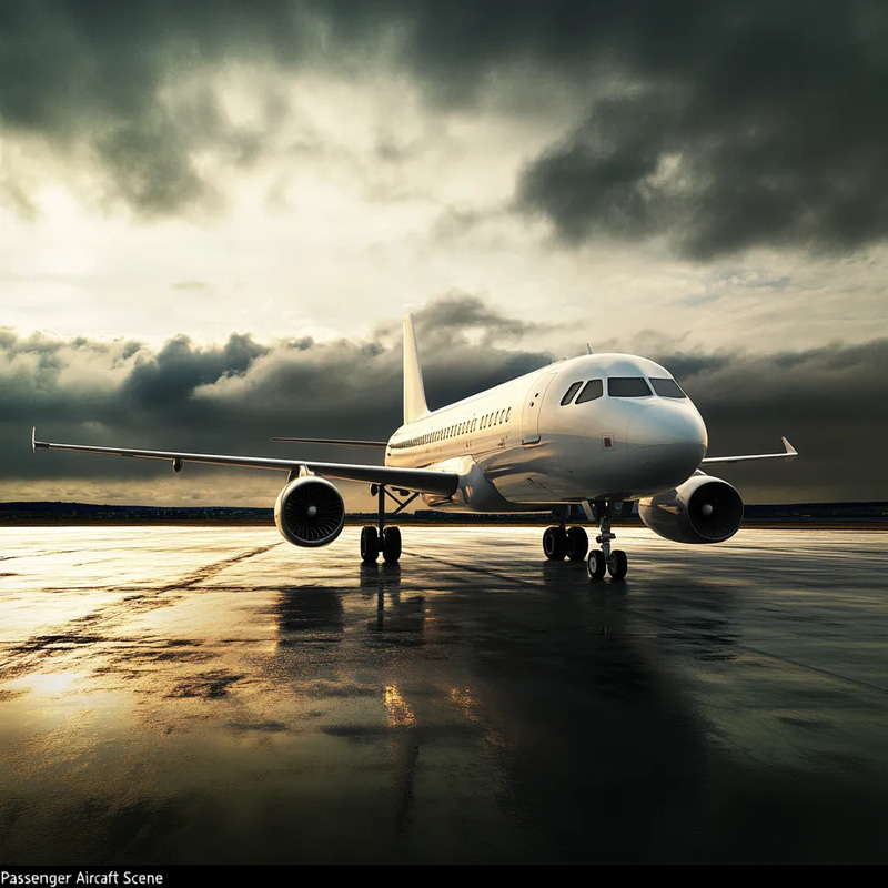 Passenger Jet Aircraft Scene - High-Quality 3D Renders for Aviation Visualization and Design Projects
