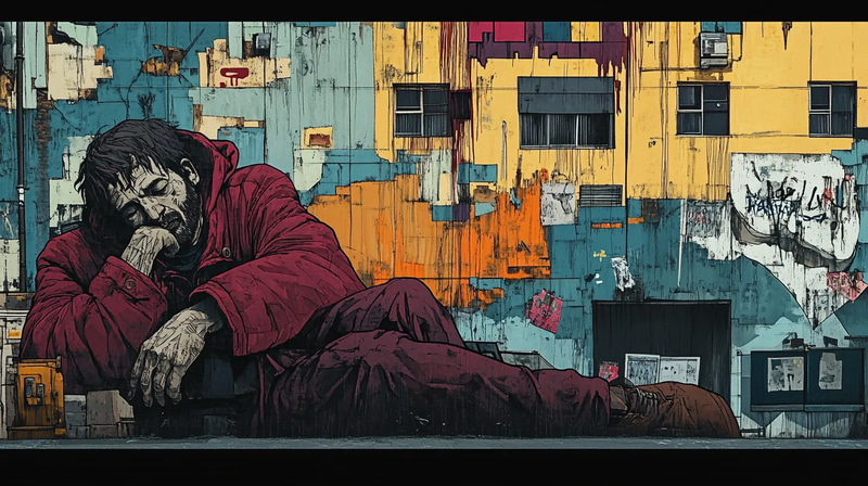 Homelessness Awareness Mural - Impactful Political & Social Commentary Graffiti for Urban Artists and Community Projects