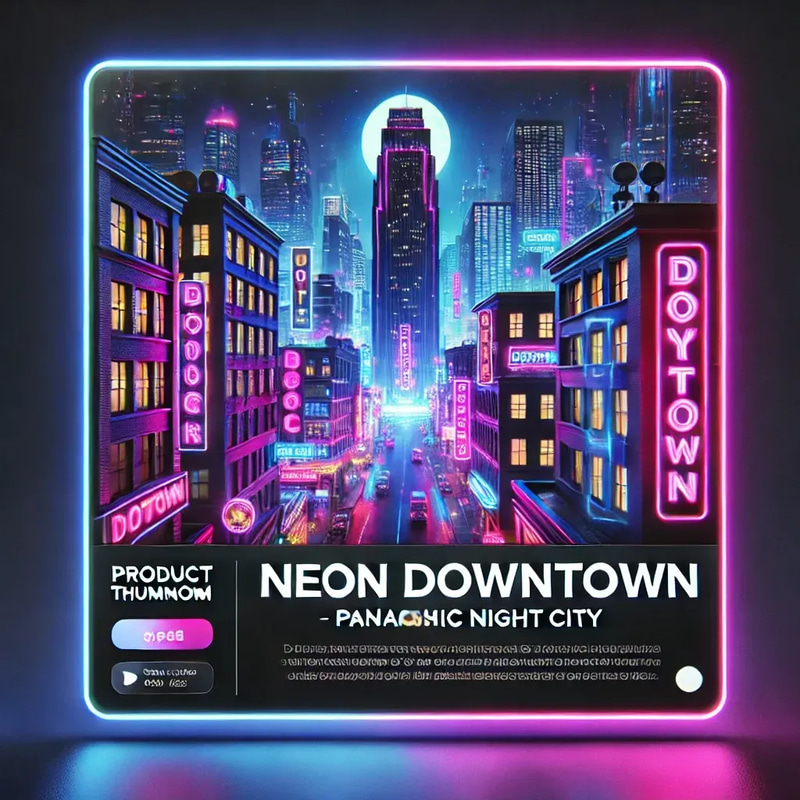 Neon Downtown Panoramic Night City - Cinematic AI-Enhanced Motion Backgrounds for Urban Visual Storytelling