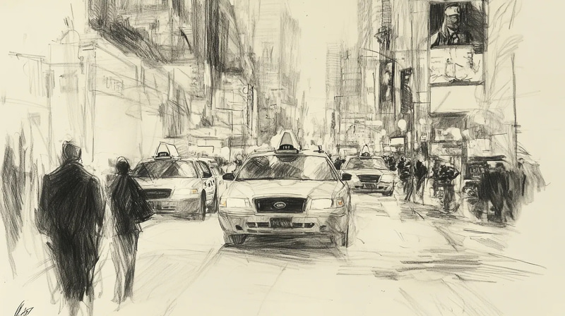 Bustling City Street Sketch Art - Timeless Urban Sketches for Creative Artists and Designers