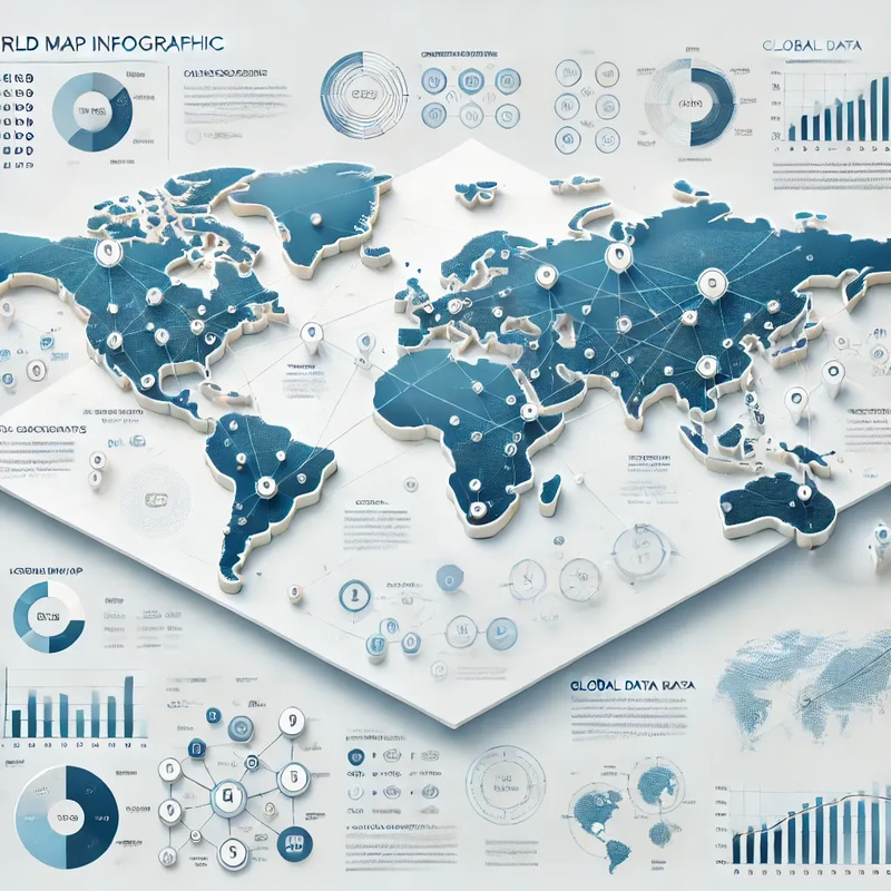 World Map Infographic - Global Data Visualization for Insightful Reports and Presentations