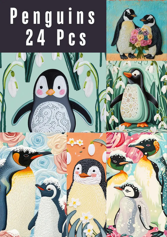 24 Arctic Penguin Party Patterns - Playful Wildlife Prints for Creative Nature-Themed Projects and Celebrations