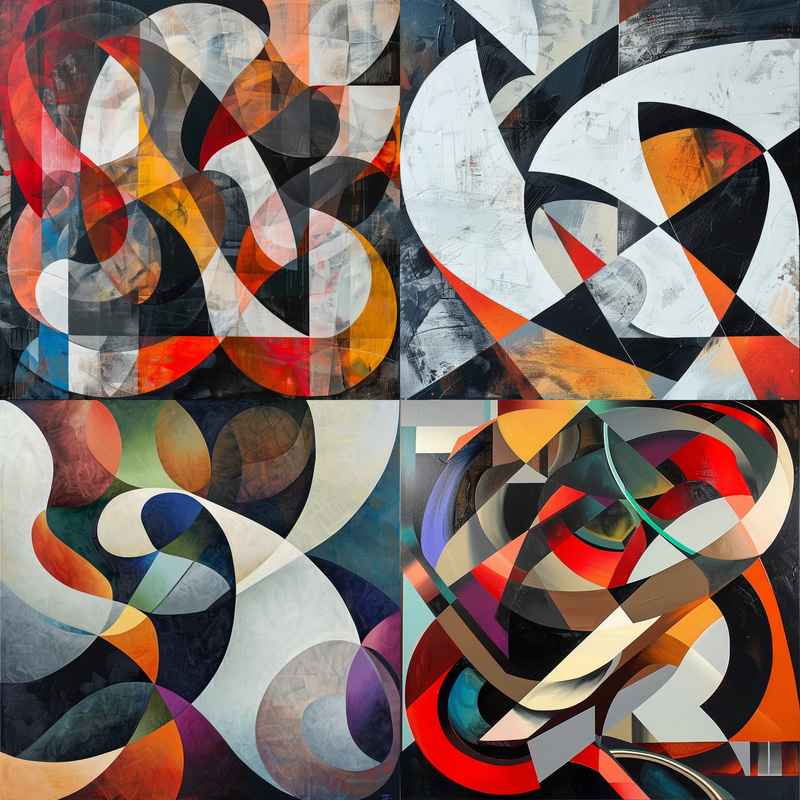 Kinetic Abstract Dynamic Overlapping Forms - Vibrant Kinetic Abstraction Art for Modern Creative Spaces and Prints