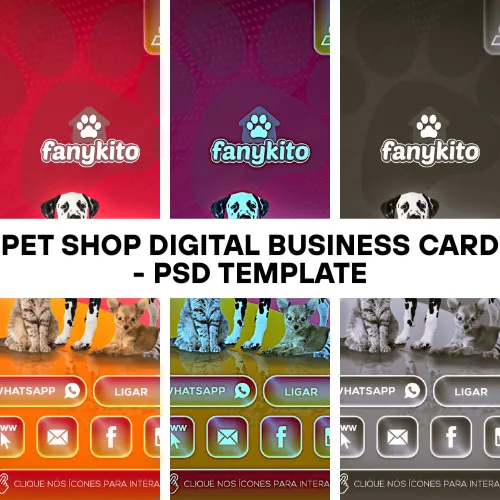 Pet Shop Digital Business Card - PSD Template - Modern Editable Business Card Design for Pet Care Professionals and Small Businesses