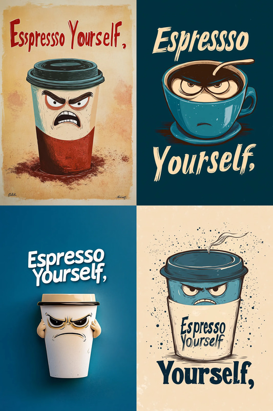 Grumpy Coffee Cup - Relatable Funny Wall Art - Whimsical Humor for Home and Office Decor Lovers