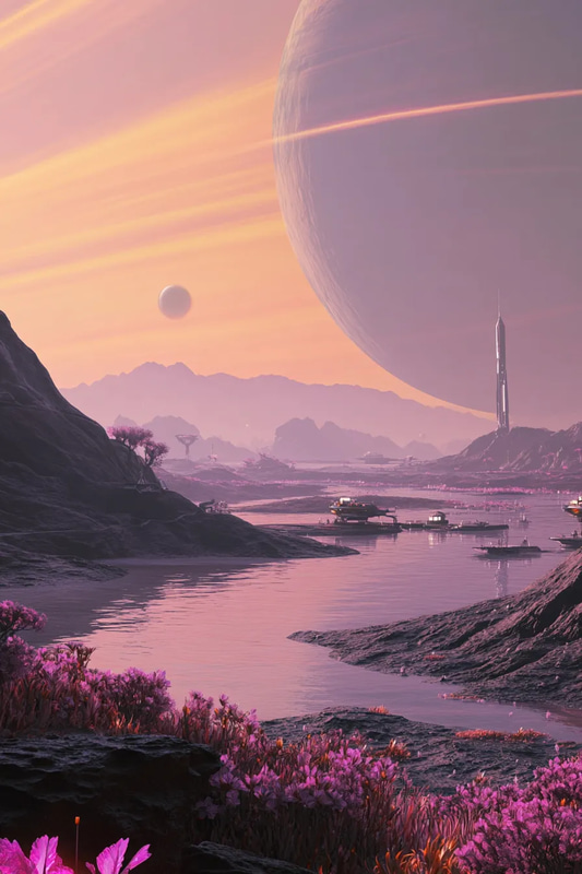 Spacecraft Landing on Alien Surface - Futuristic Sci-Fi Exploration Art for Designers & Creators