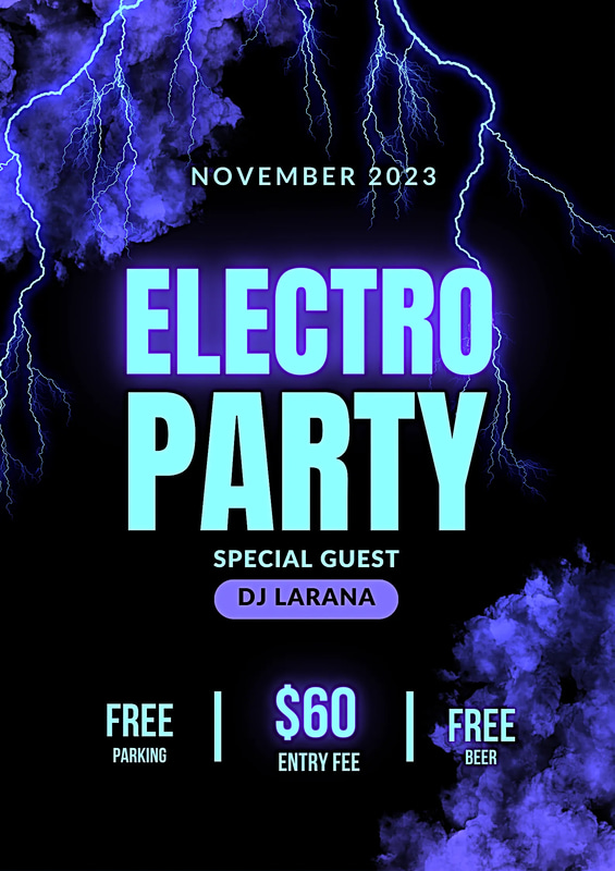 Club Night Party Poster - Black Pink Electro Theme - Vibrant Event Poster Template for Dynamic Nightlife Promotions