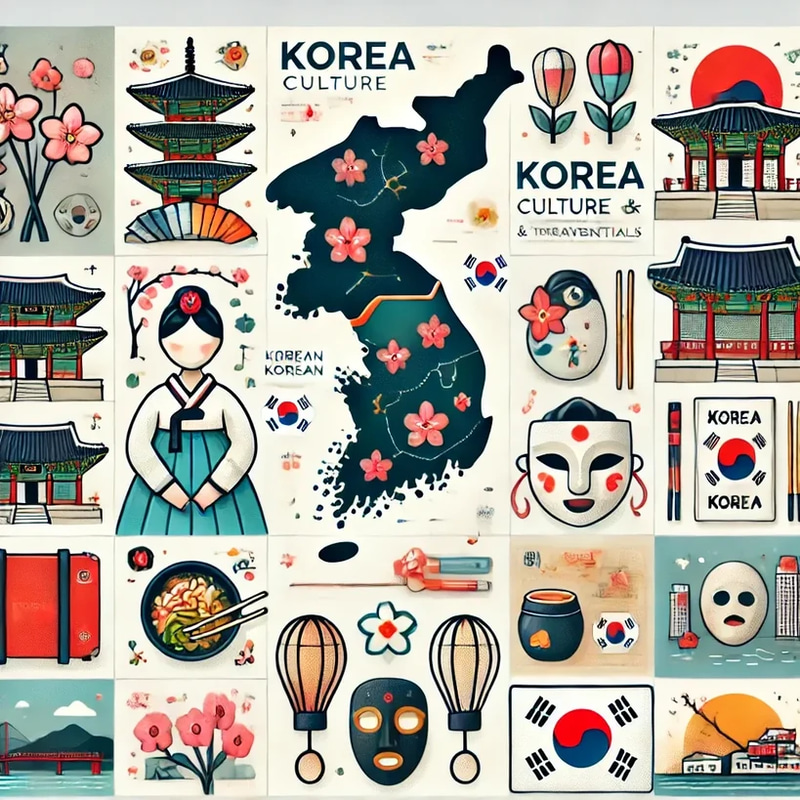 Travel Guide Infographic Korea Culture & Travel Essentials - Engaging Visual Guide for Travelers and Culture Enthusiasts