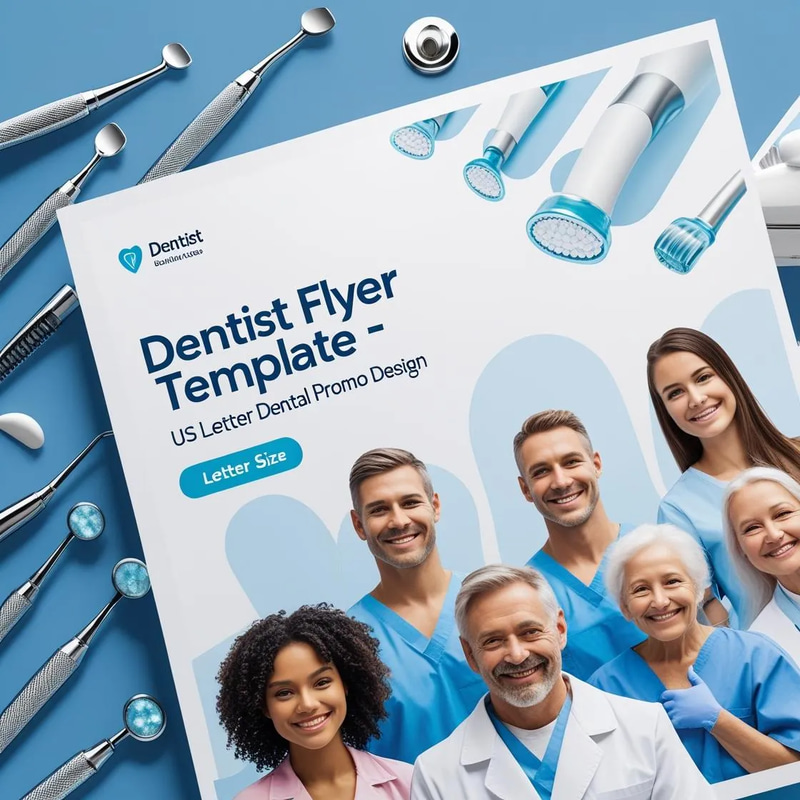 Dentist Flyer Template - US Letter Dental Promo Design - Professional Marketing Flyer for Dental Practices and Patient Outreach