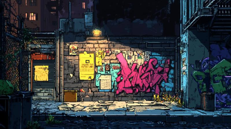 Graffiti Style Pixel Text Vibrant & Bold - Retro-Inspired Pixel Typography for Dynamic Digital Art and Creative Projects