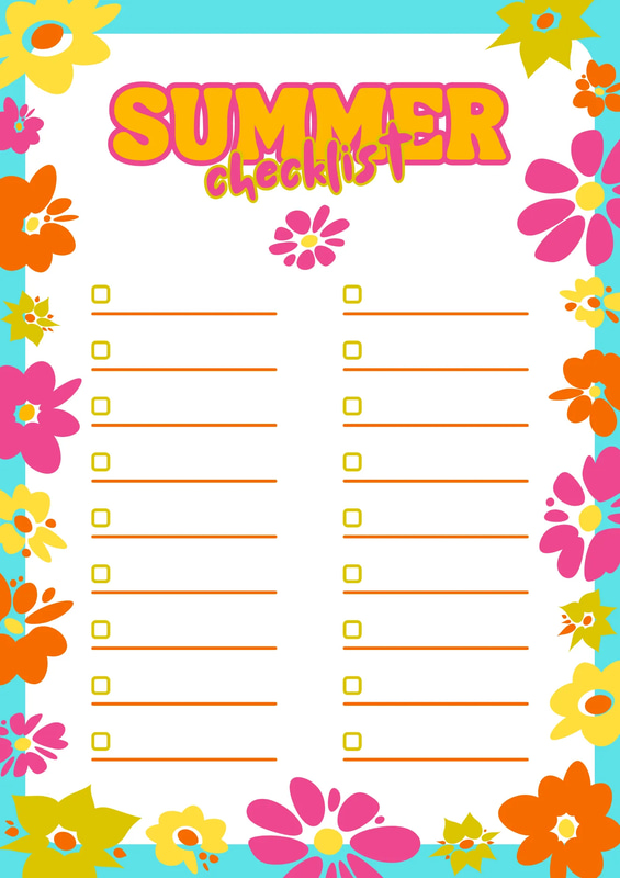 Summer Fun Activity Checklist - Vibrant Goal Planner for Personal Growth and Adventure Mapping