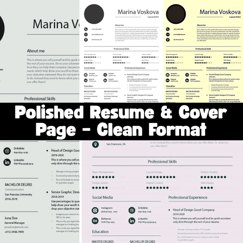 Polished Resume & Cover Page Clean Format - Professional Business CV Templates for Clear, Impactful Job Applications
