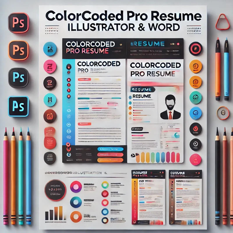 ColorCoded Pro Resume Illustrator & Word - Professional Business Resume Templates for Clear, Impactful Career Branding